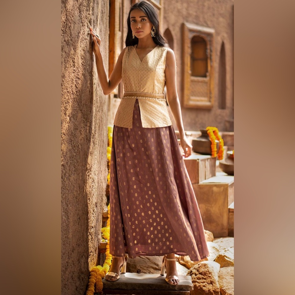 Indya brand Indo-Western Beige Dress from House of Indya Size 4 NAME YOUR PRICE